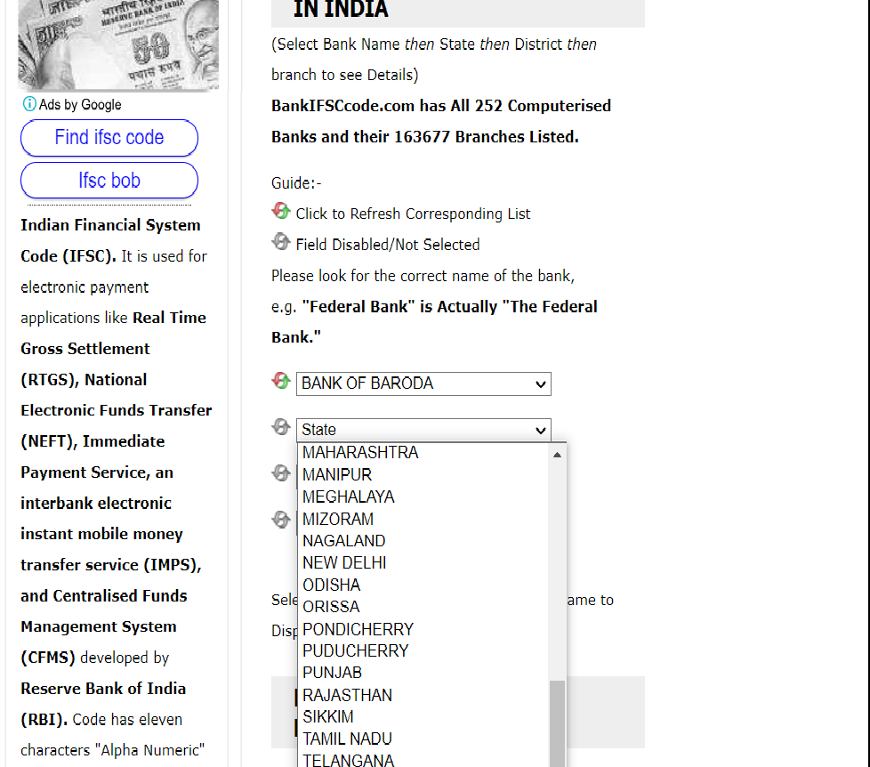 bank ifsc code finder tool